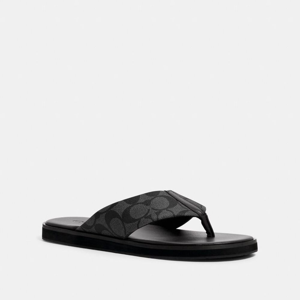 NWT Coach Outlet Flip Flop In Signature Canvas - Picture 1 of 3